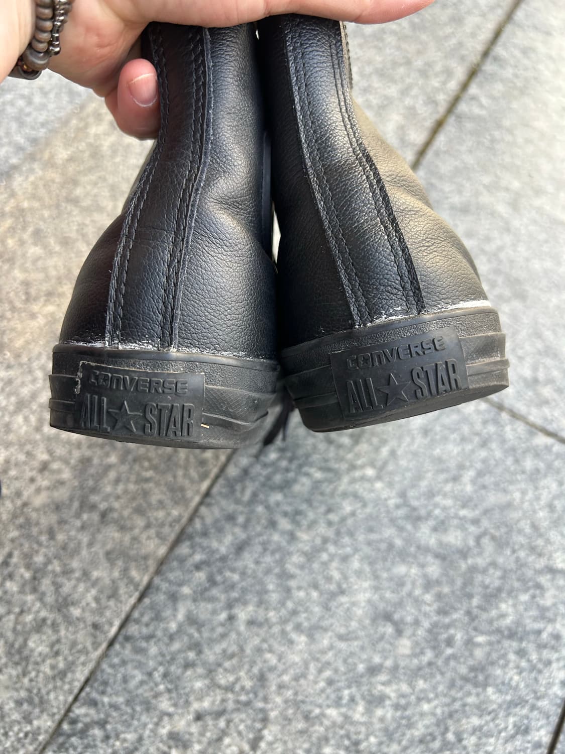 컨버스 올블랙 레더 하이 270size 상품이미지5