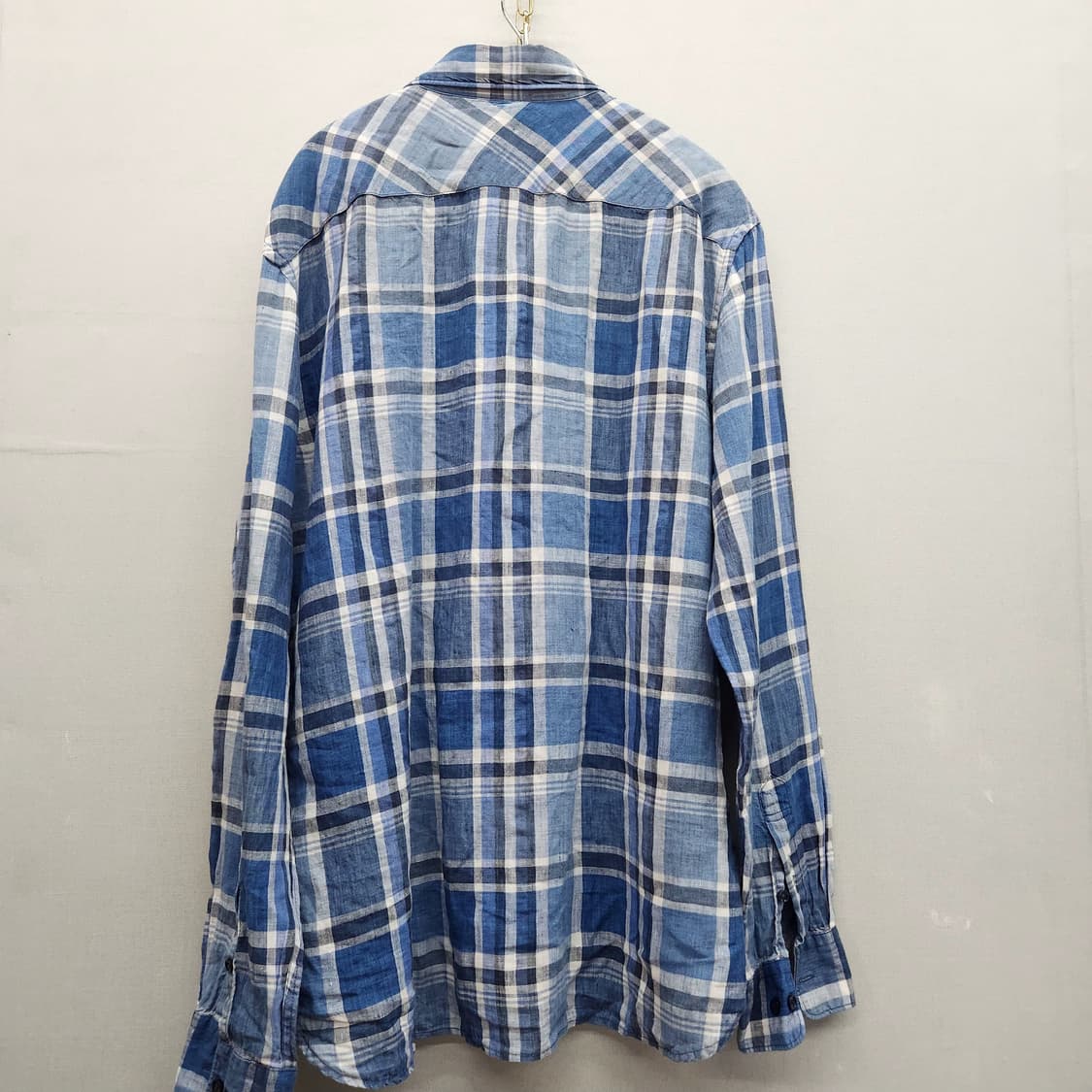 헤지스 로고 린넨100% 체크 셔츠 105(L) 상품이미지4