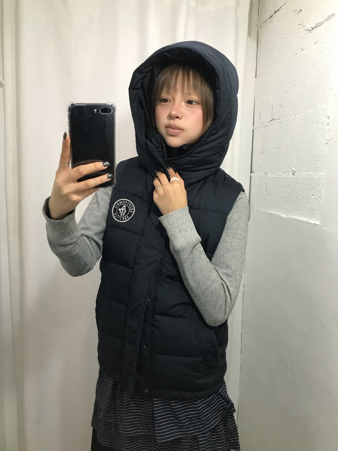 아베크롬비 네이비 후드 조끼 패딩  상품이미지1