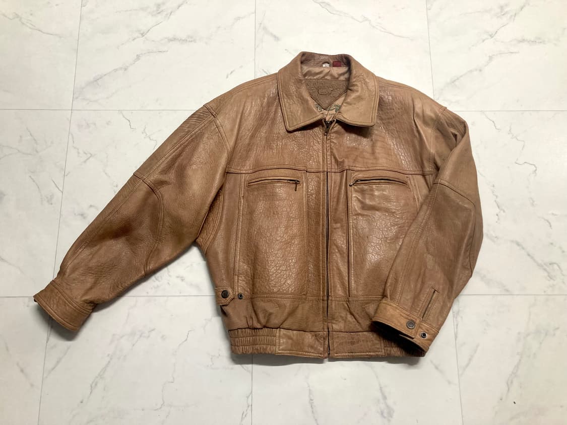 90s 호주 메리노 양가죽 램스킨 레더 봄버 자켓 105-110 상품이미지1