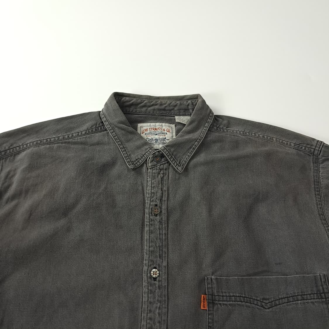 CJ452 XL 리바이스 오렌지탭 90s 워시드블랙 데님 셔츠 남방 상품이미지2