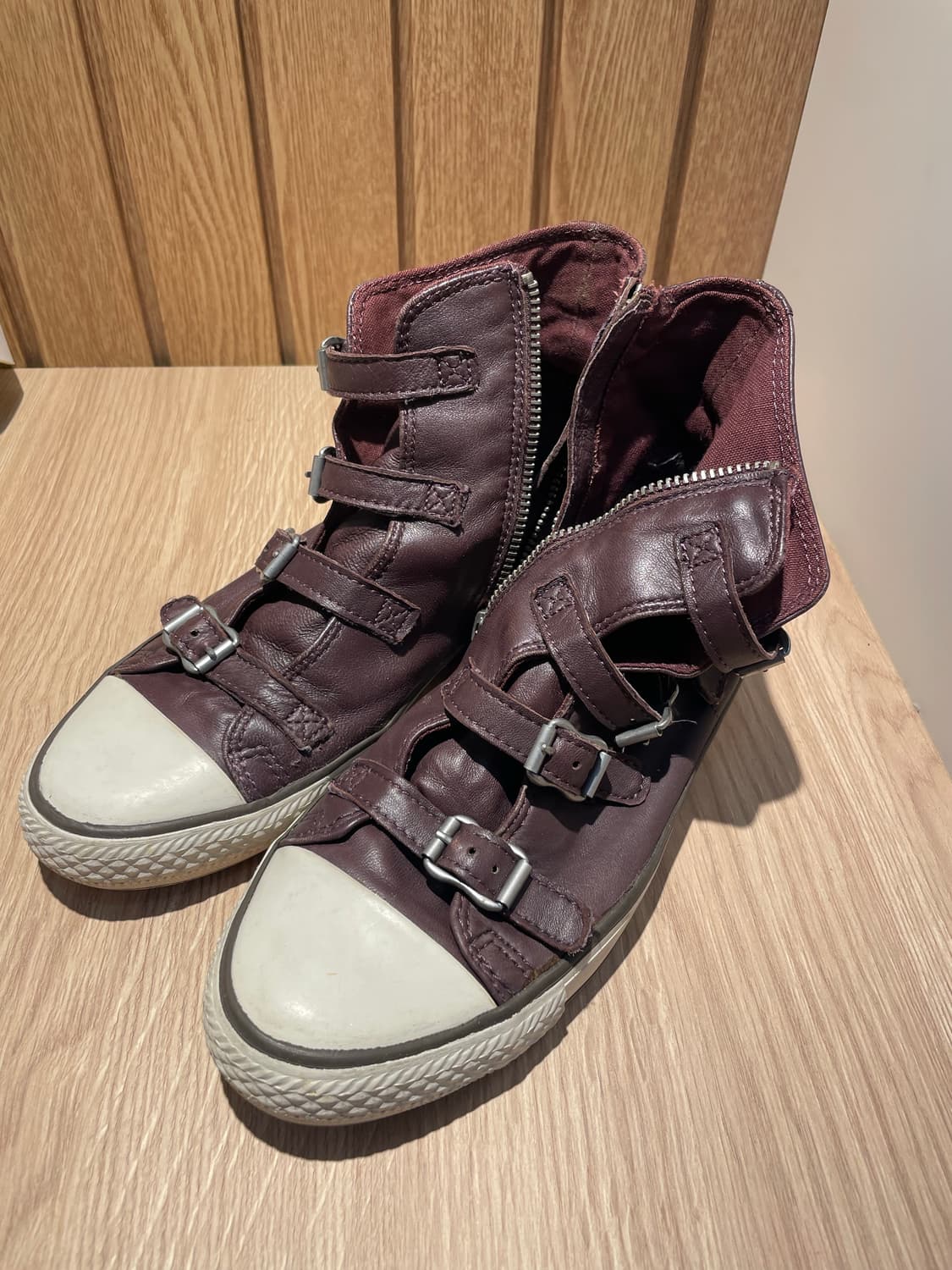 Ash 아쉬 가죽 레더 하이탑 스니커즈 와인 37 235-240 펑크 상품이미지2