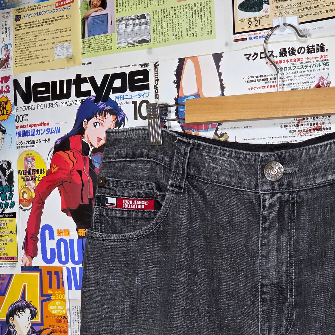 후부 반밴드 체크 로고 그레이 와이드 팬츠 상품이미지3