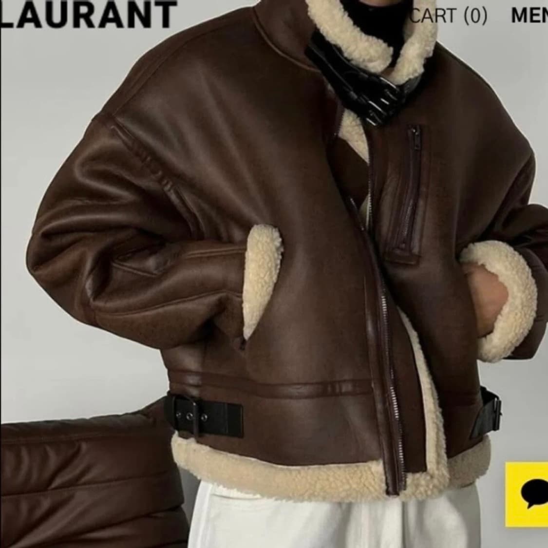 (새제품) 바이도 크롭 스웨이드 무스탕 브라운 상품이미지8