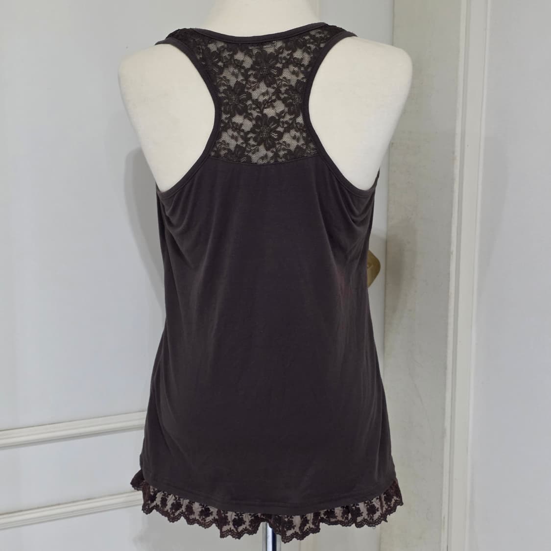 일본빈티지)보헤미안 모리걸st 브라운 레이스 끈나시 등포인트 슬리브리스 상품이미지3