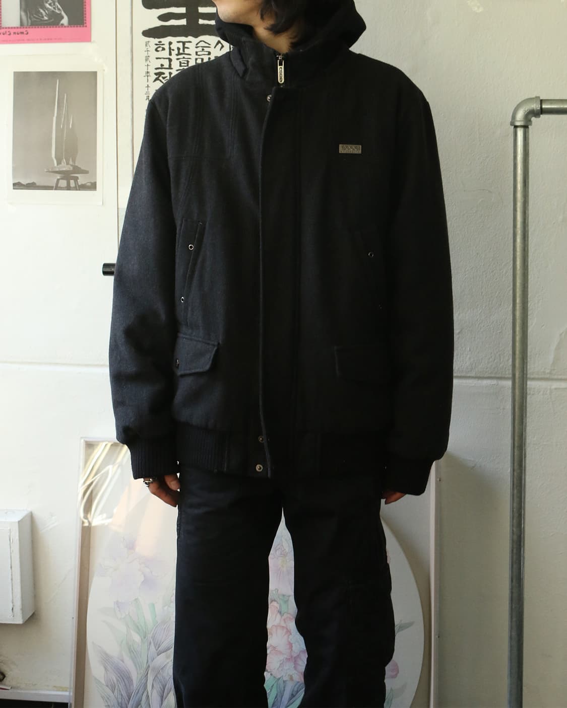 쿠지 울 다크그레이 봄버 자켓  상품이미지2