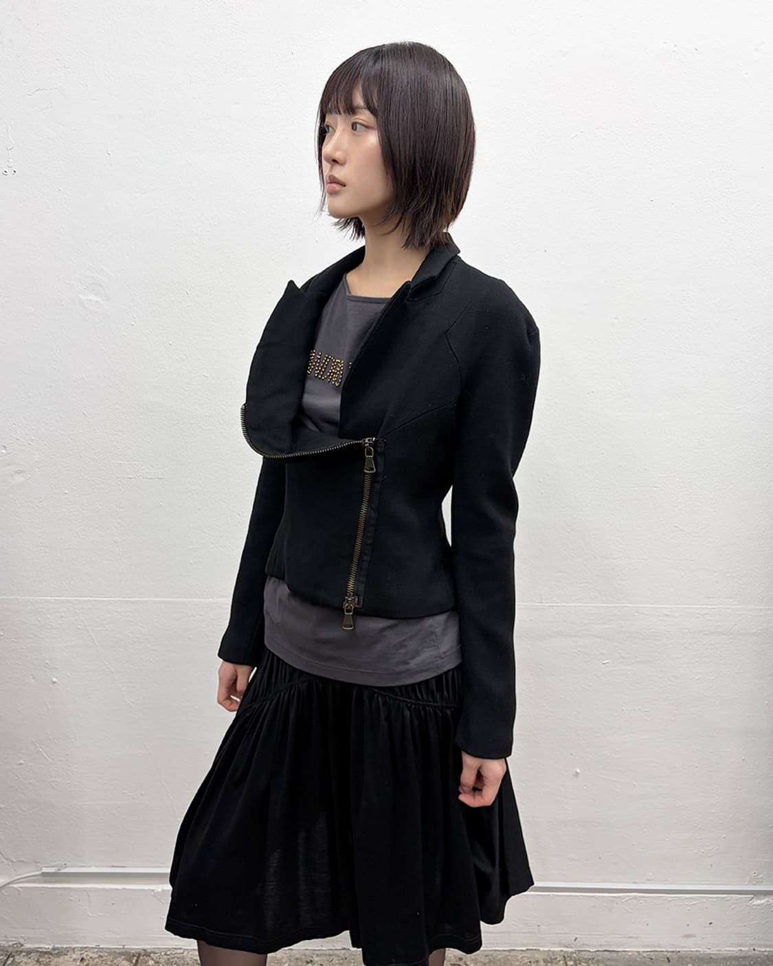 빈티지 비대칭 지퍼 블레이저 상품이미지3