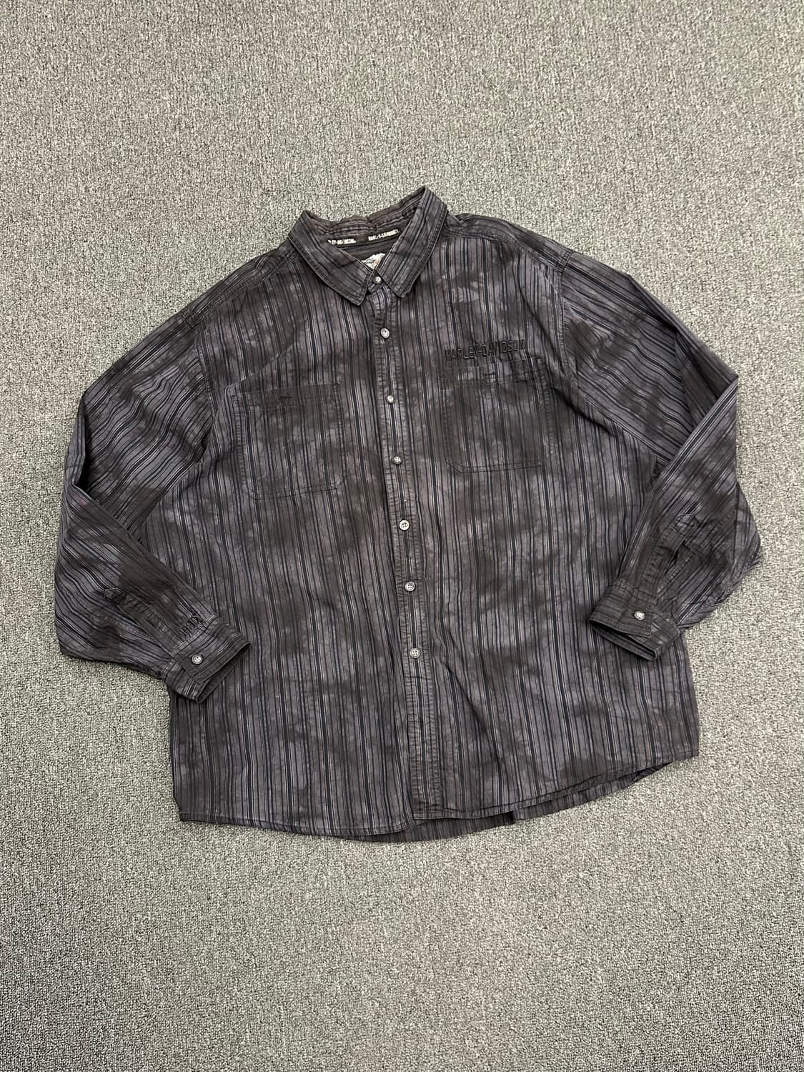 3XL)할리데이비슨 vintage 스트라이프 후면 패치 긴팔셔츠 상품이미지1