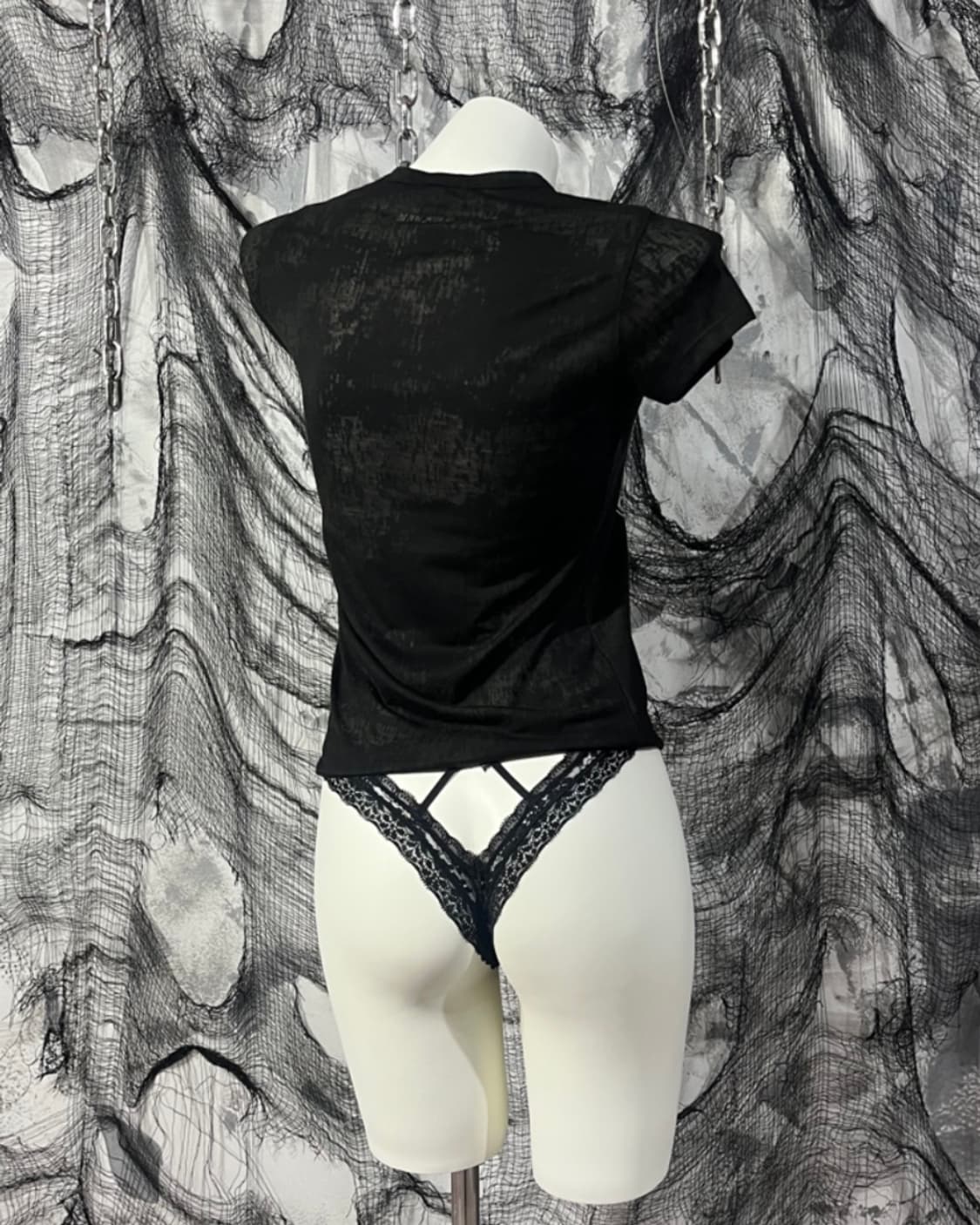 Y2K tie-die graphics See-through top 상품이미지6