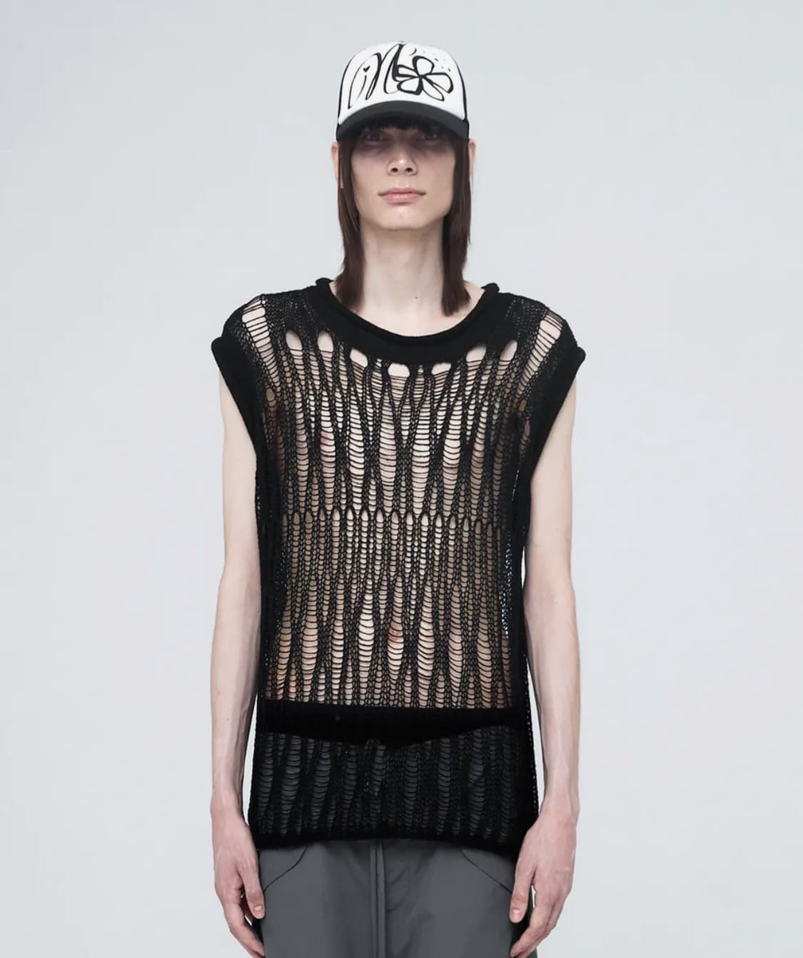 나체 시스루 니트 베스트 블랙 상품이미지1