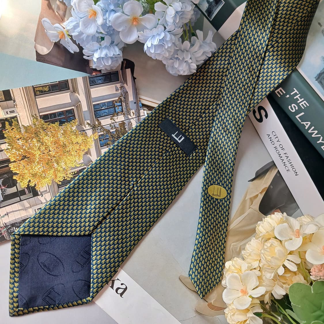 던힐 실크 네이비 요트 패턴 넥타이 9.5cm S등급 G24 상품이미지4