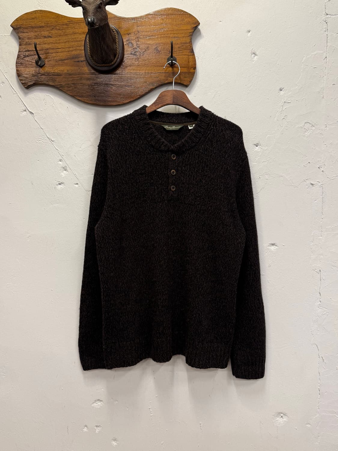 XL) Eddie Bauer Lambswool Henley Knit Sw 상품이미지2