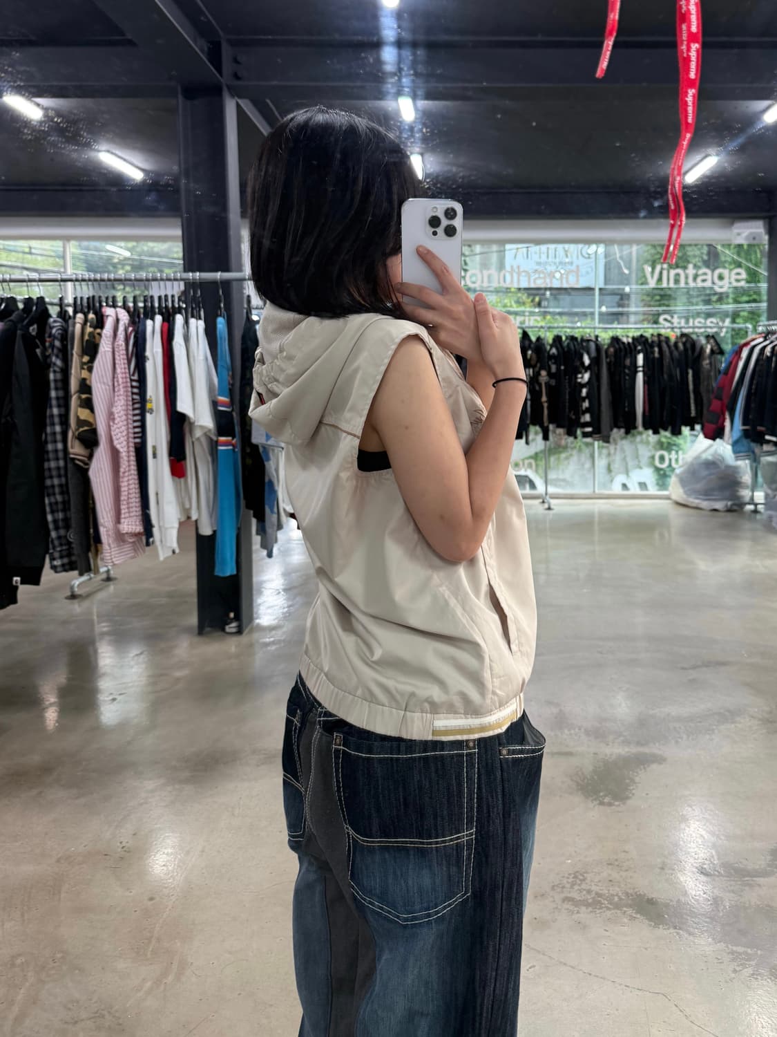 푸부 베이지 조끼 집업 상품이미지3