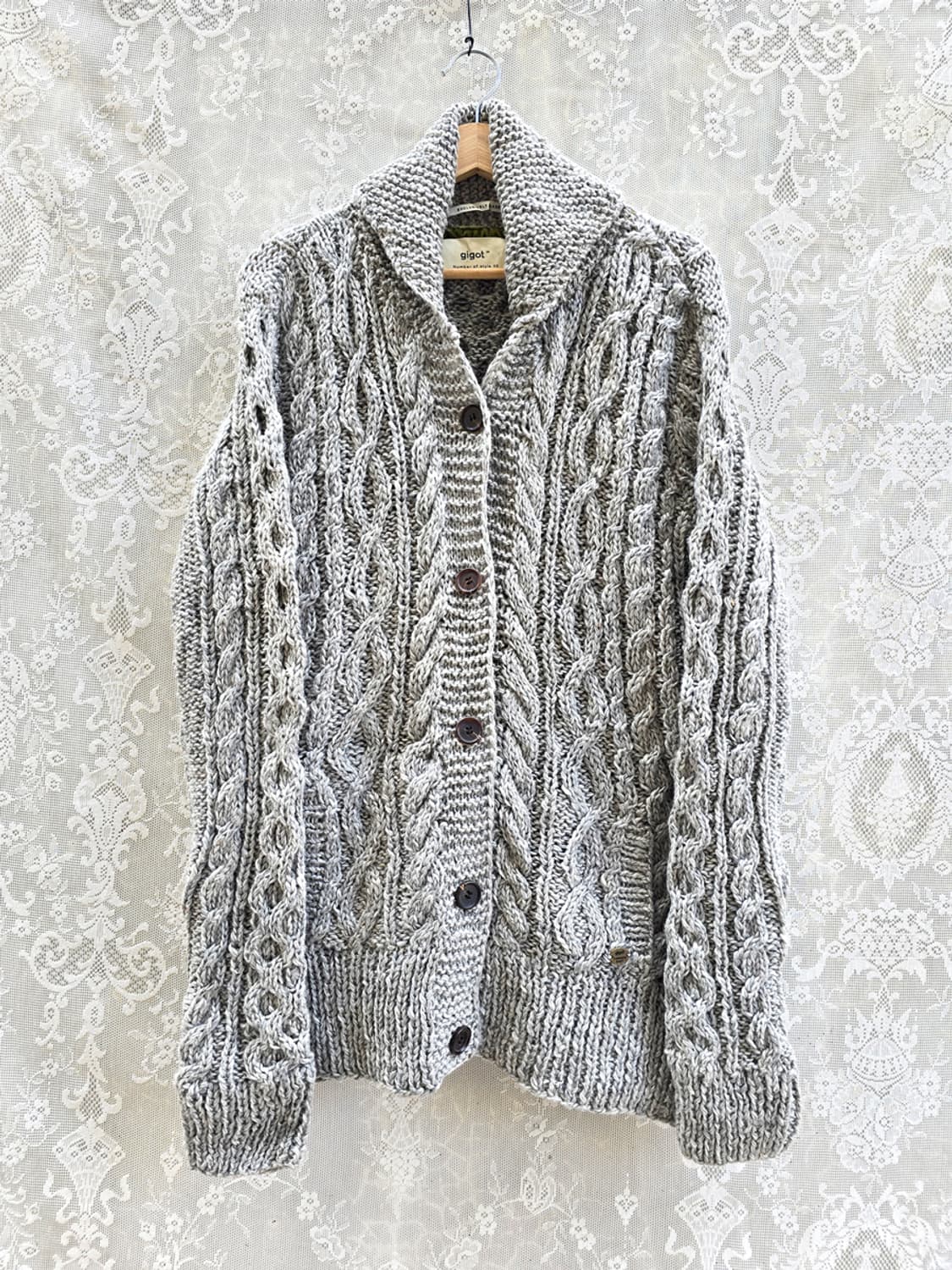 일본 기곳 네팔산 숄카라 니트자켓 상품이미지1