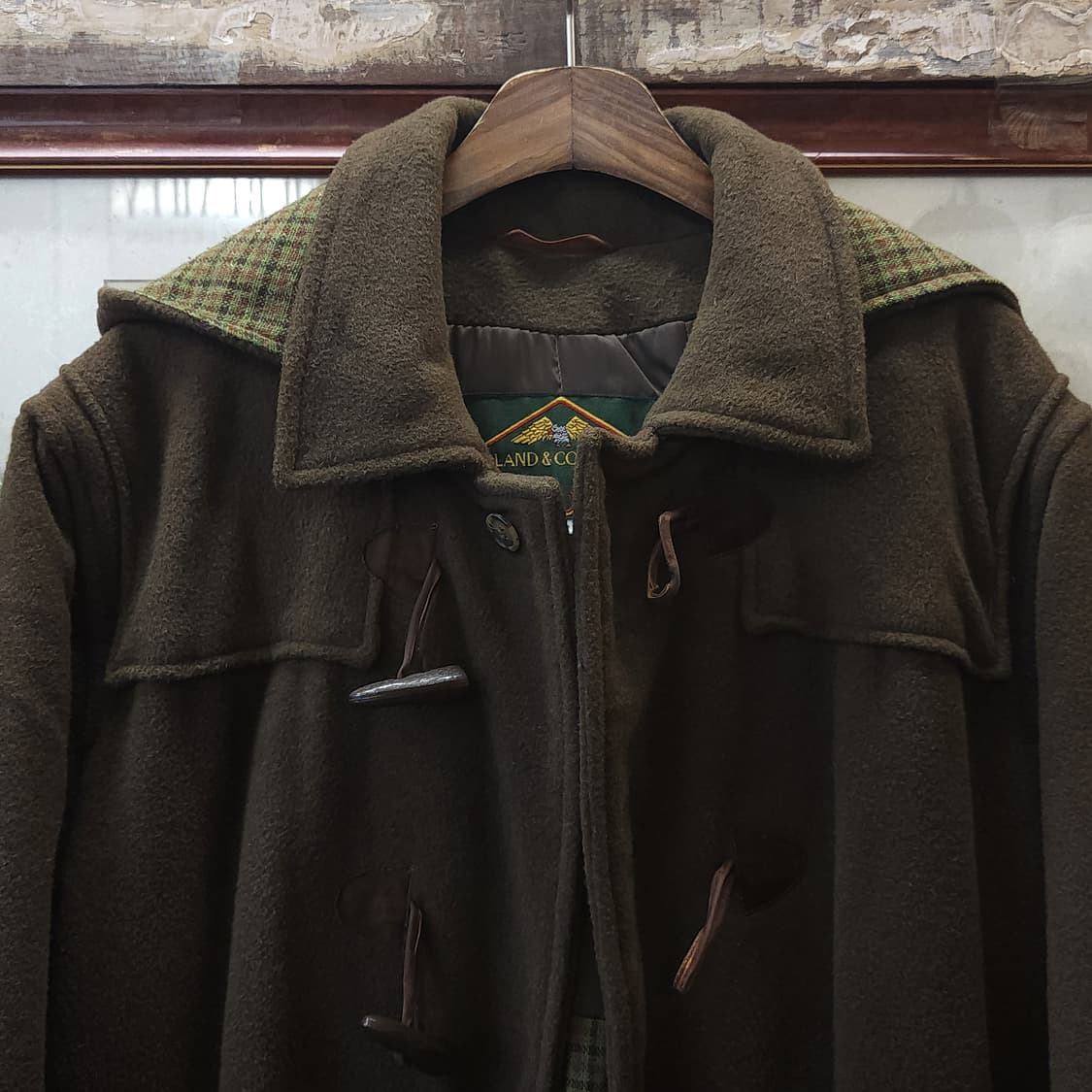 90s 프렌치 울 코트 빈티지 코트 이태리 더플코트 카키 L 상품이미지4
