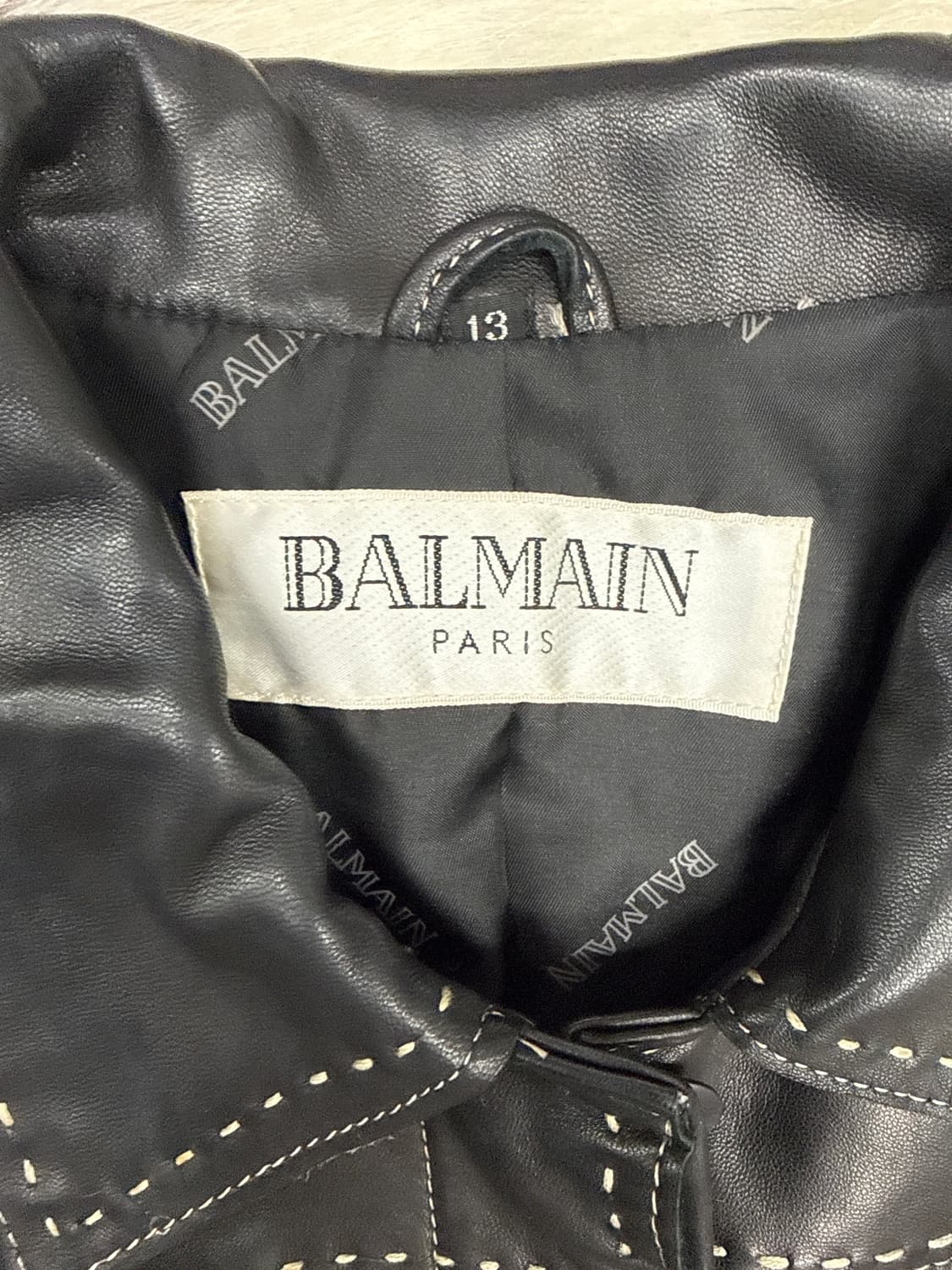 90s 일본 발망 화이트 스티치 램 레더 자켓 상품이미지3