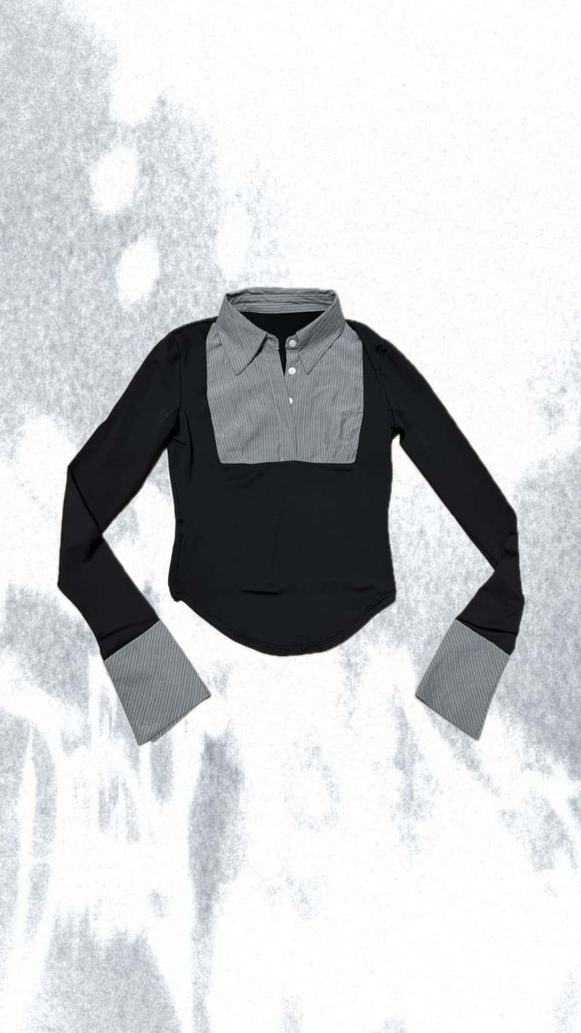 Striped Geek-Chic Long Sleeve Tee 상품이미지1