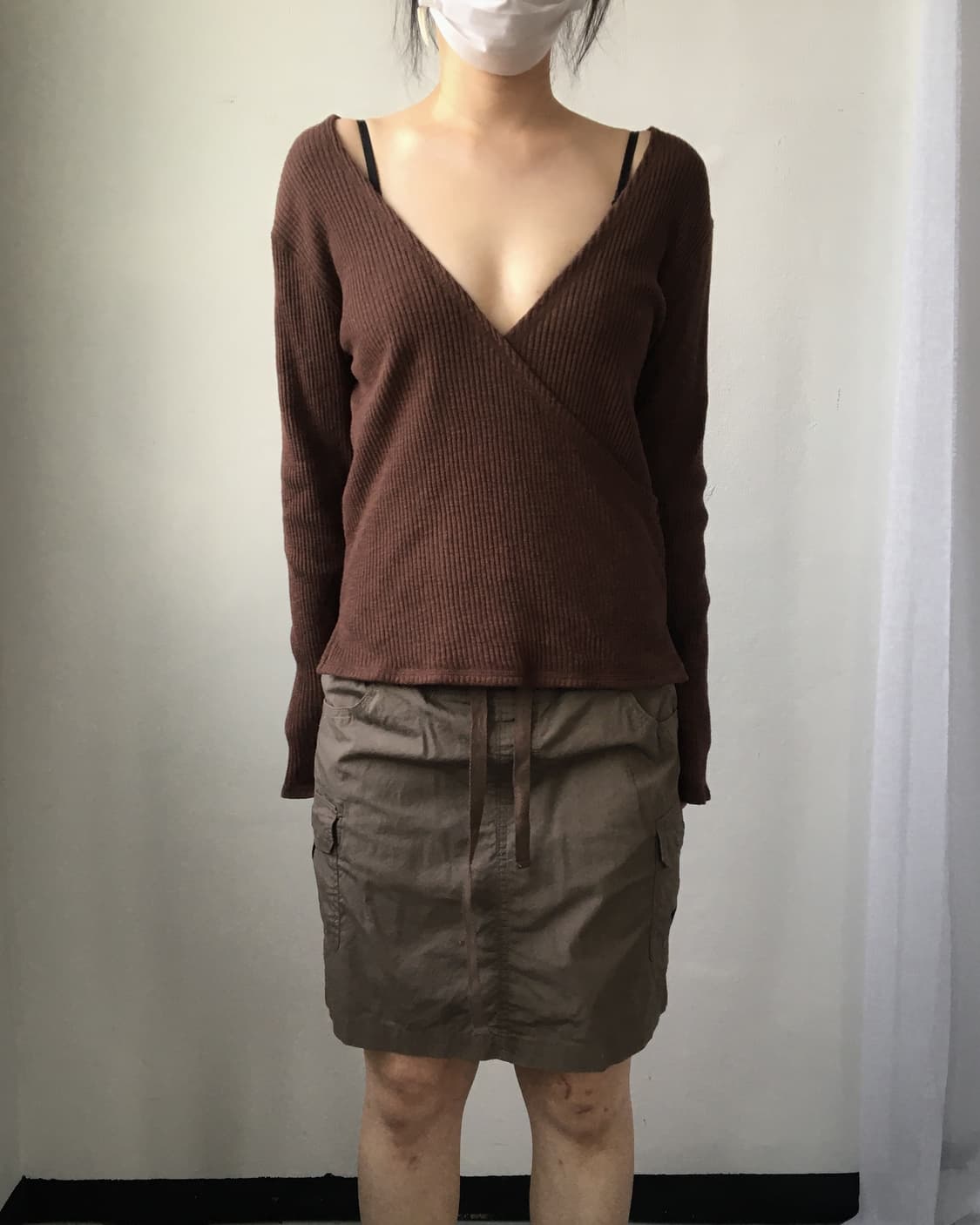 Ribbed deep neck sleeve 상품이미지5