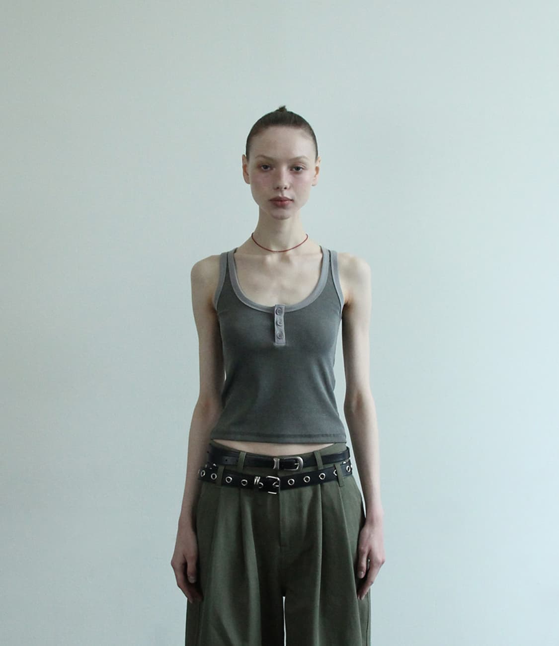 Hagamos DUAL HENLEY TANK TOP (WASHED GRE 상품이미지1