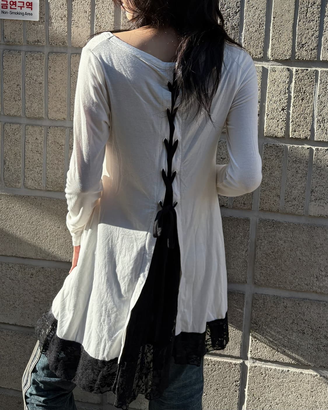 MKR 코튼 레이스 아일렛 디테일 롱 슬리브 상품이미지4