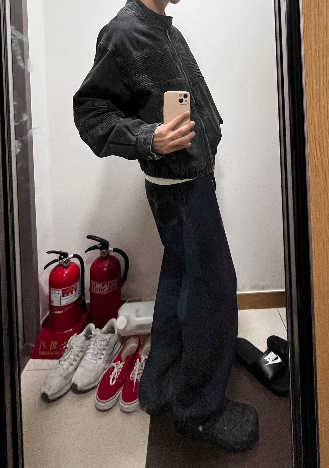 디미트리블랙 워시드 데님 바이커 자켓 상품이미지1