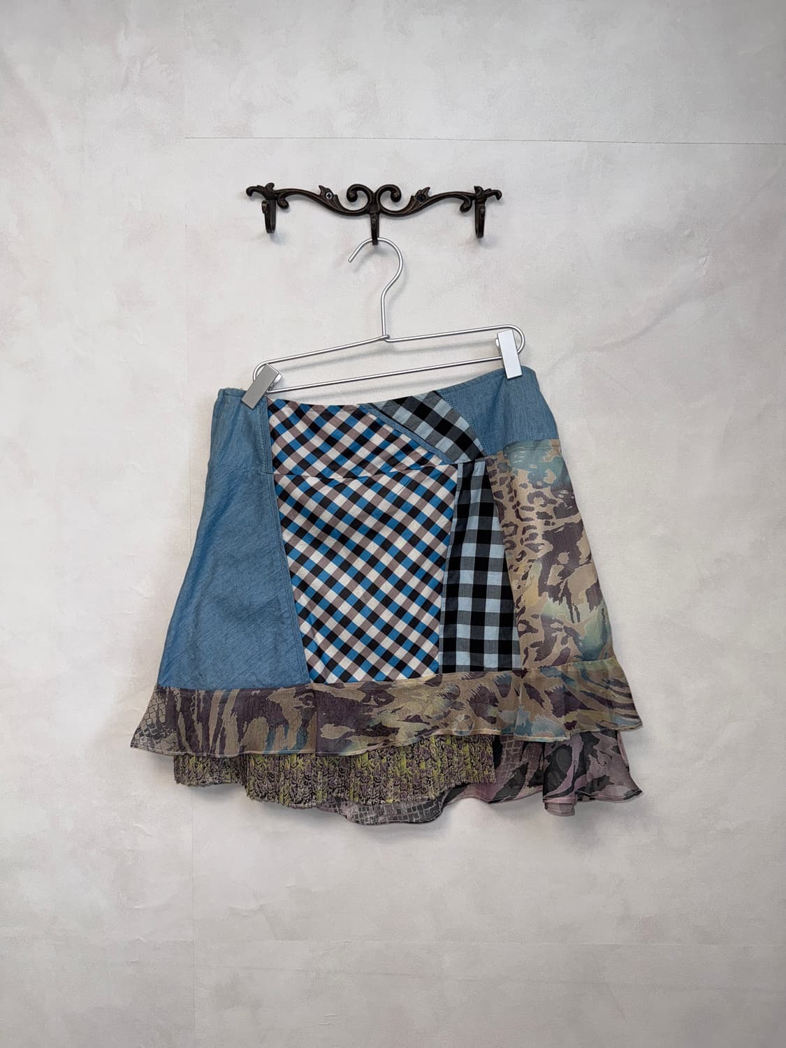 BNX denim check chiffon python patch sk 상품이미지3