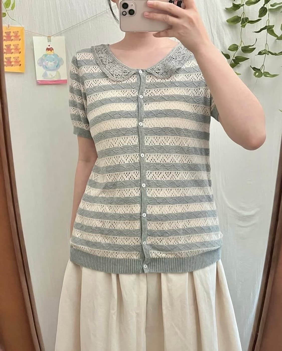 모리 레이스 반팔 니트  상품이미지3