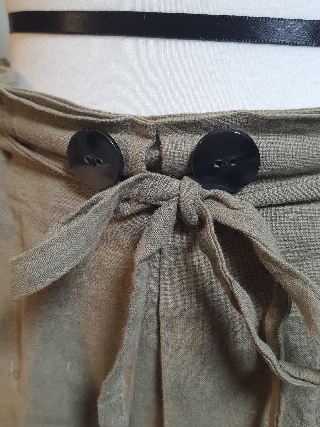 [빈티지] 카키색 롱 스커트 허리끈 치마 30 상품이미지4