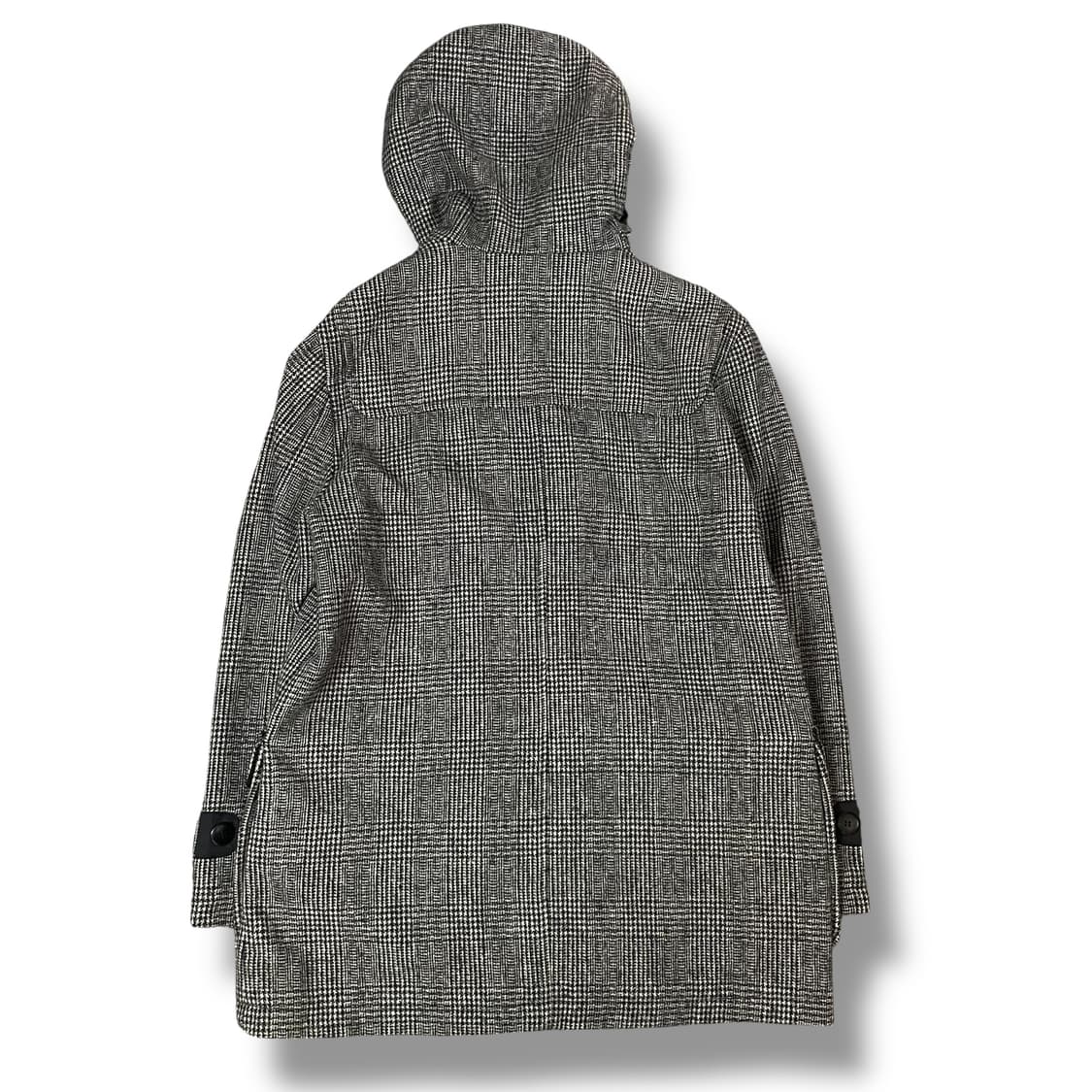 BASIC HOUSE 블랙 그레이 체크 무늬 더플코트 100 상품이미지2