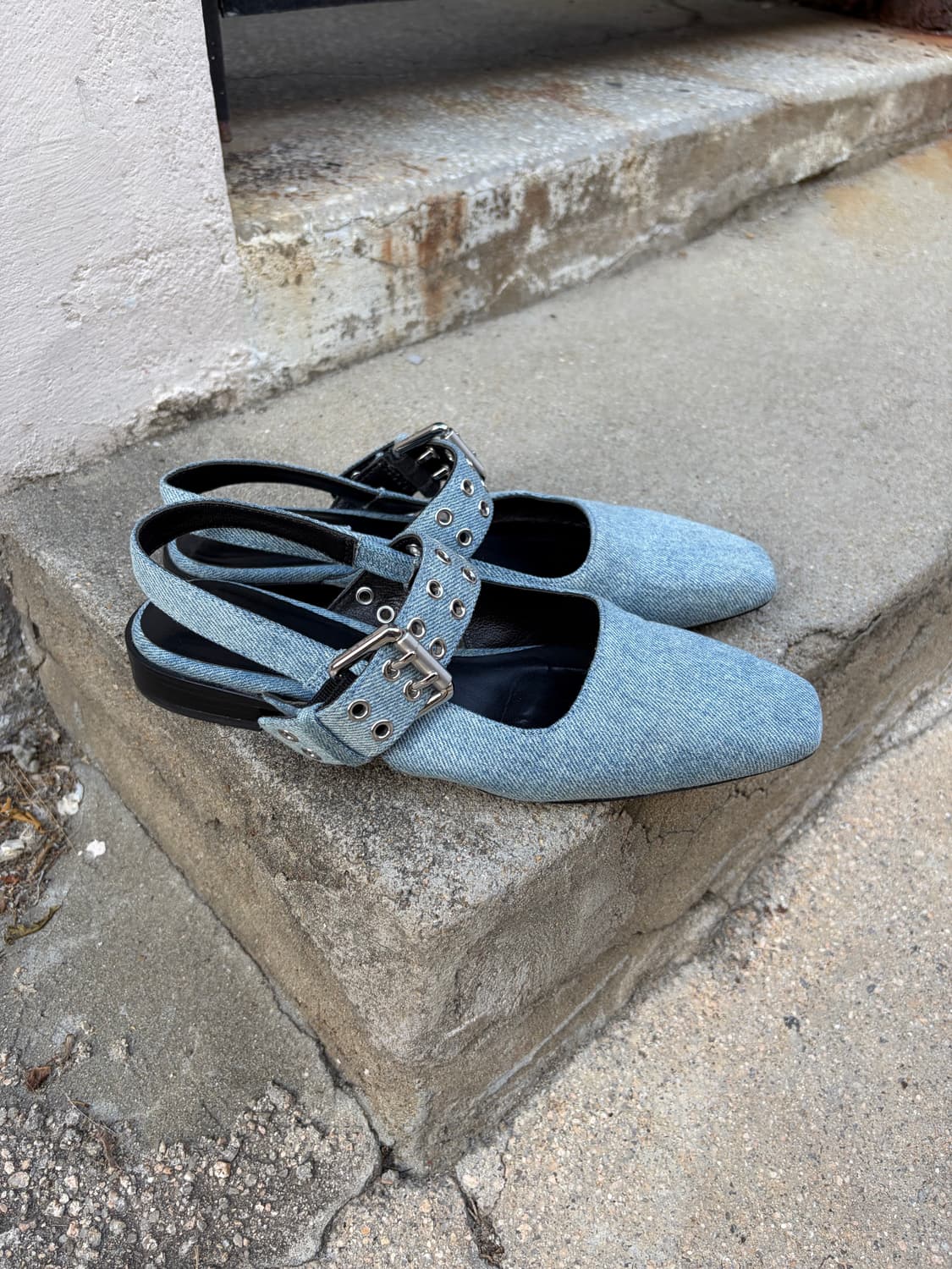 235) Rag&Bone 데님 버클 슬링백 플랫 슈즈 상품이미지1