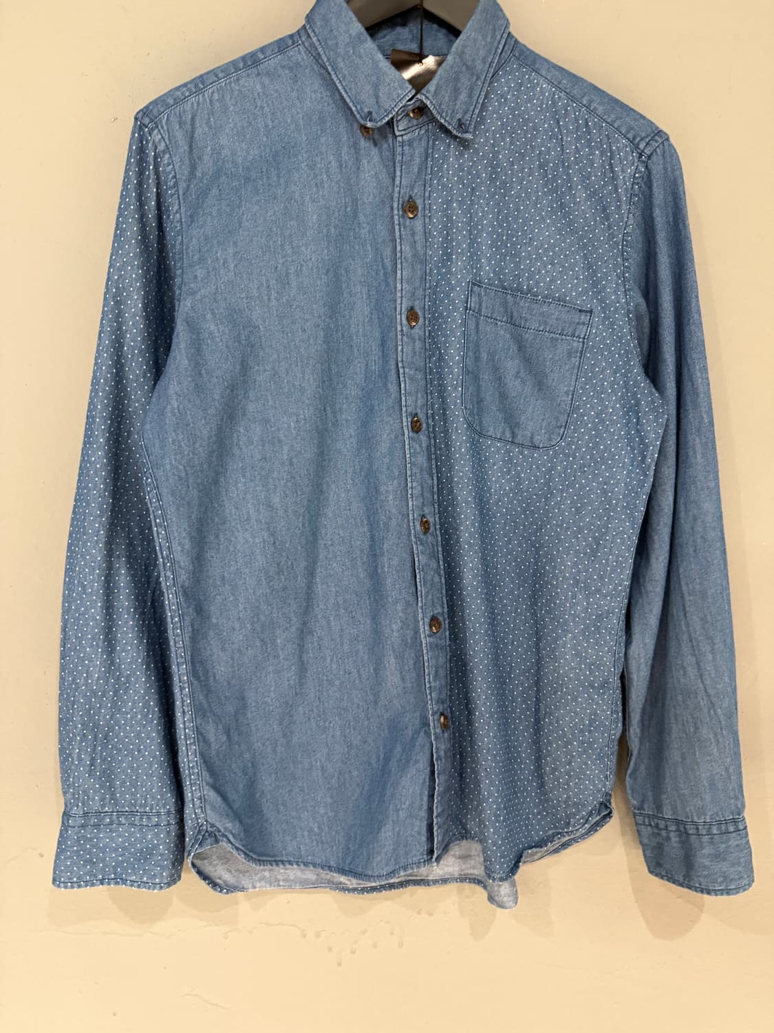 dot pattern pocket denim shirt 상품이미지5