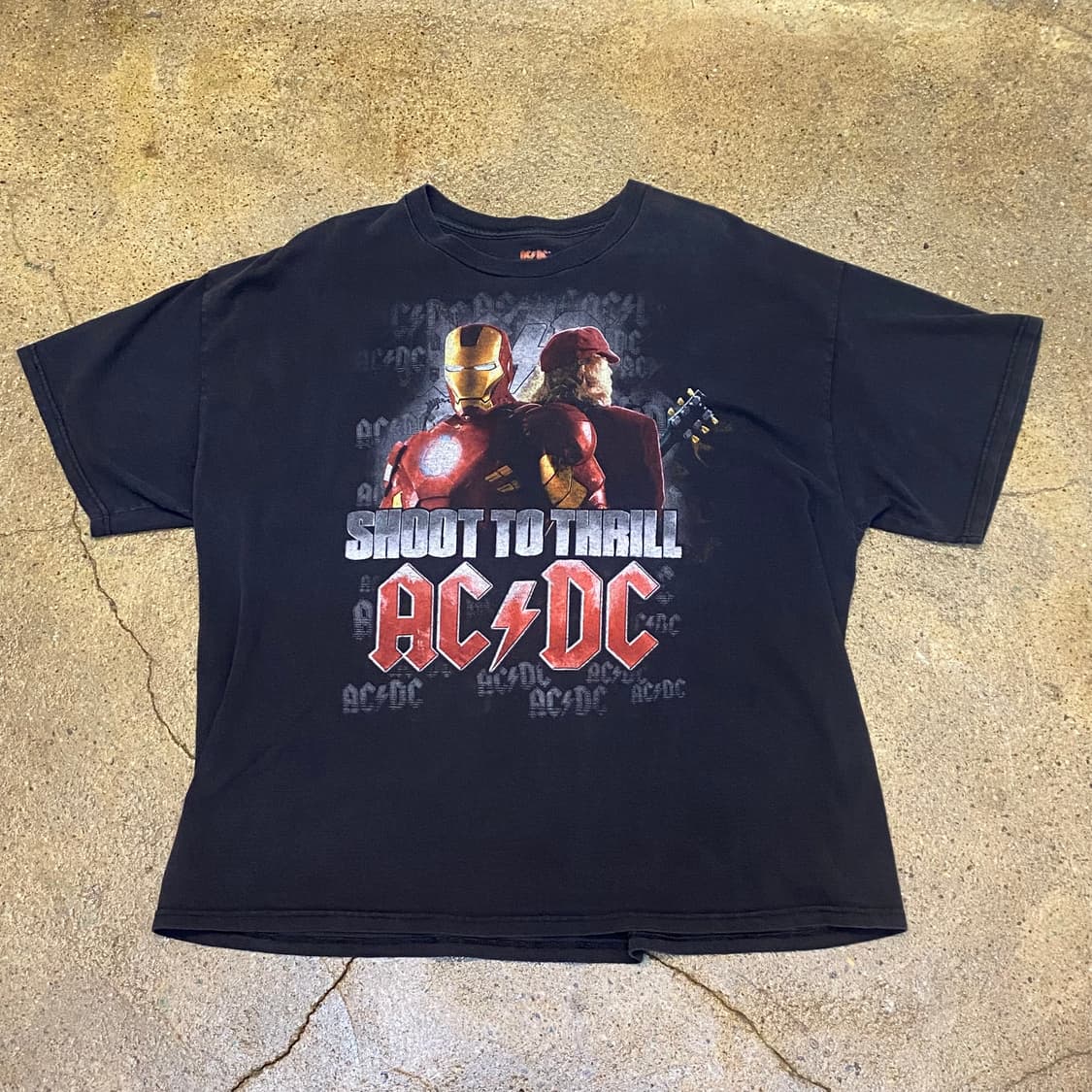 레어) 미국 빈티지 AC/DC 아이언맨 마블 콜라보 티셔츠 반팔티 상품이미지1