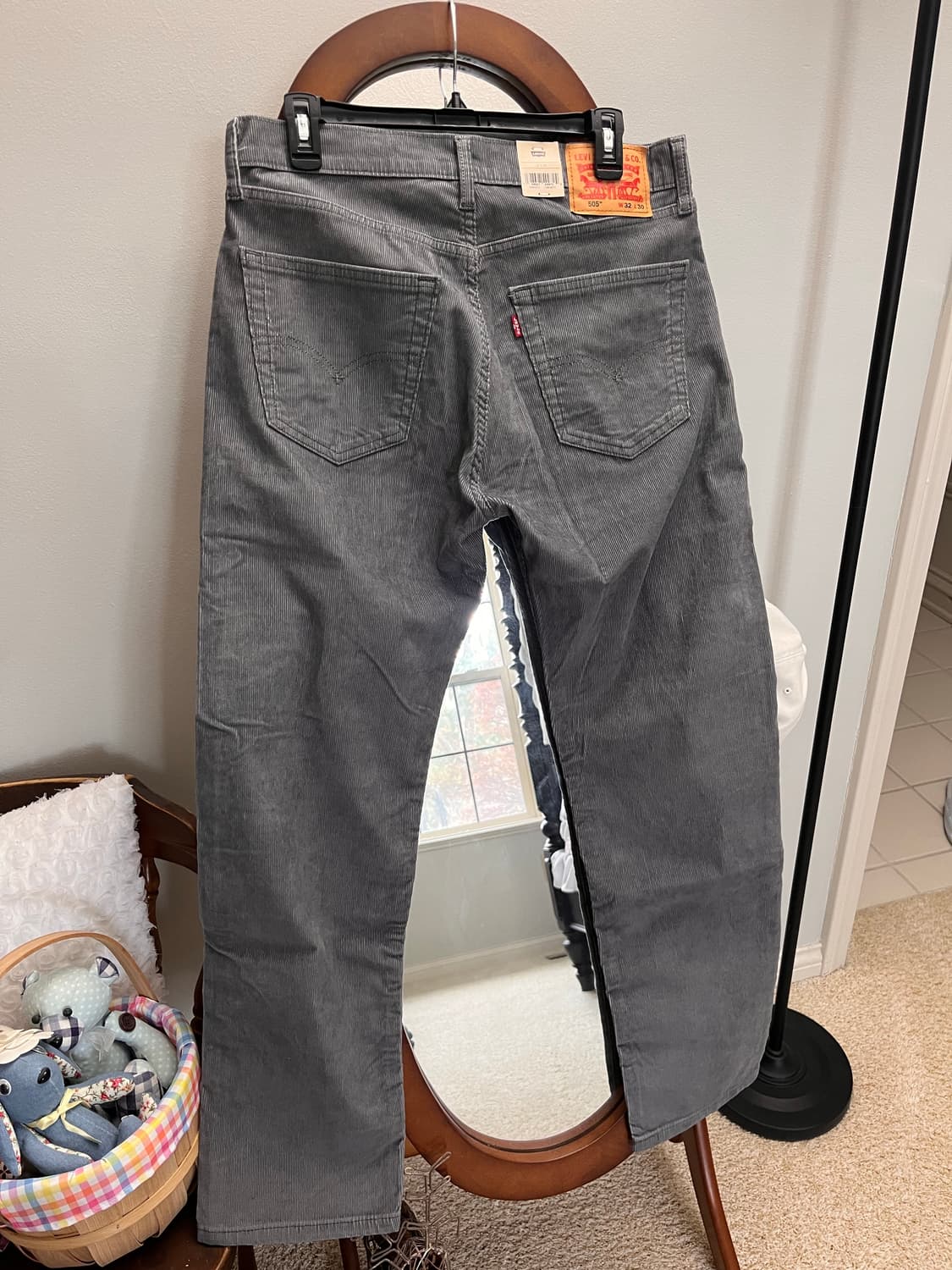 [새상품/32x30] 리바이스 505 레귤러 핏 코듀로이 팬츠 그레이 상품이미지3
