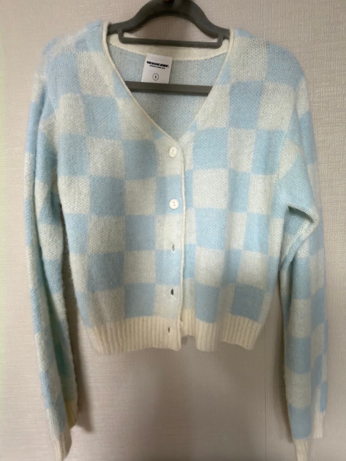 벌스원 체커보드 크롭 가디건 상품이미지1