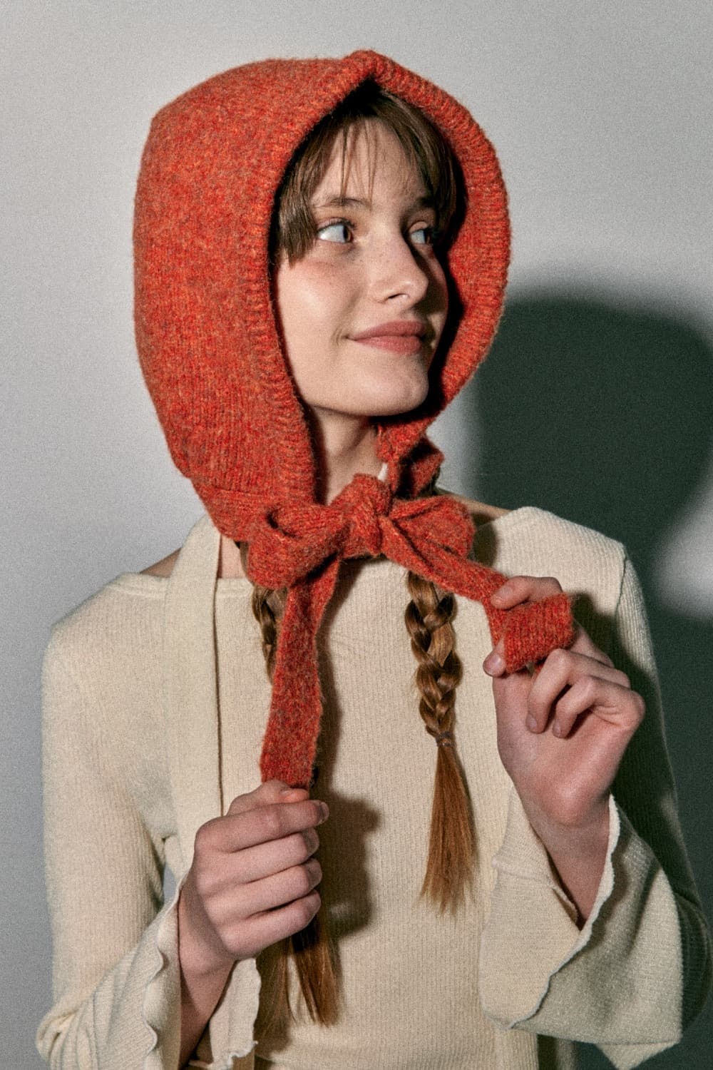 꾸아페 리본 바라클라바 오렌지레드 상품이미지1