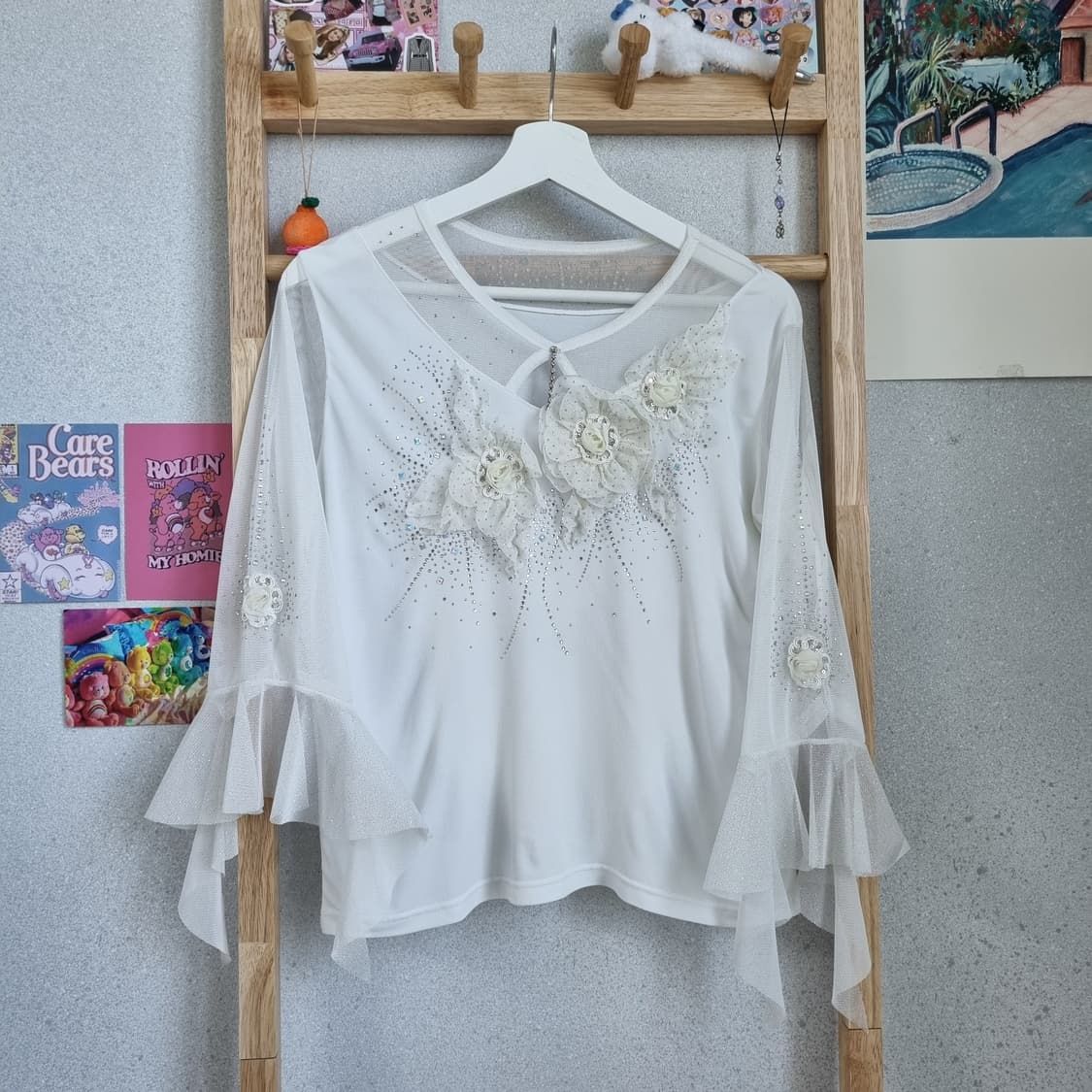 JPN Glitter Bloom Mesh Top 상품이미지1