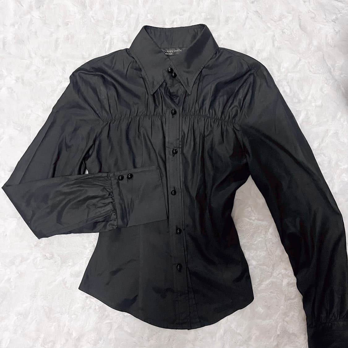 빈티지 고스 카라 블랙 셔츠 블라우스 상품이미지1