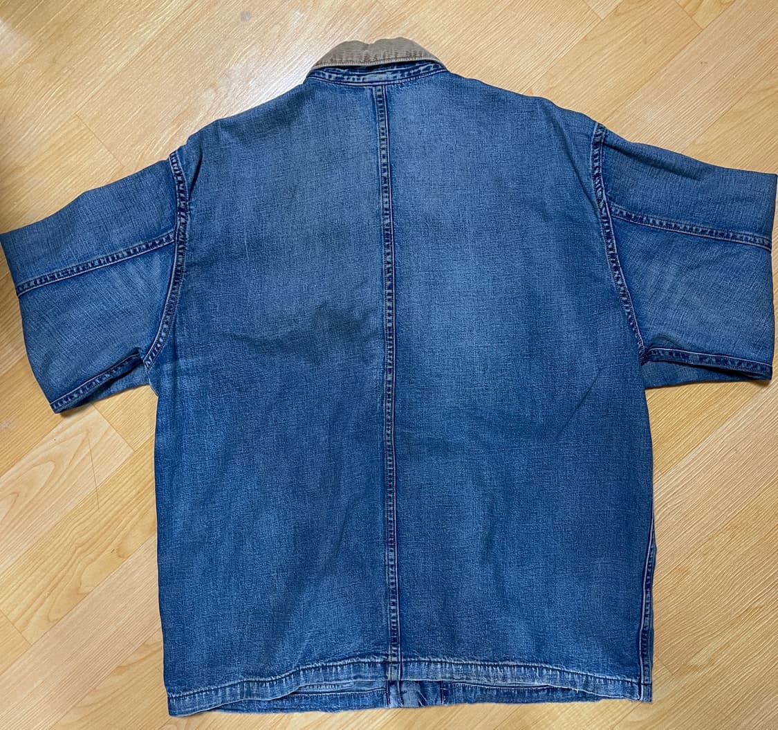 인디고 코튼 리넨 데님 워크 재킷 판매합니다. 상품이미지2