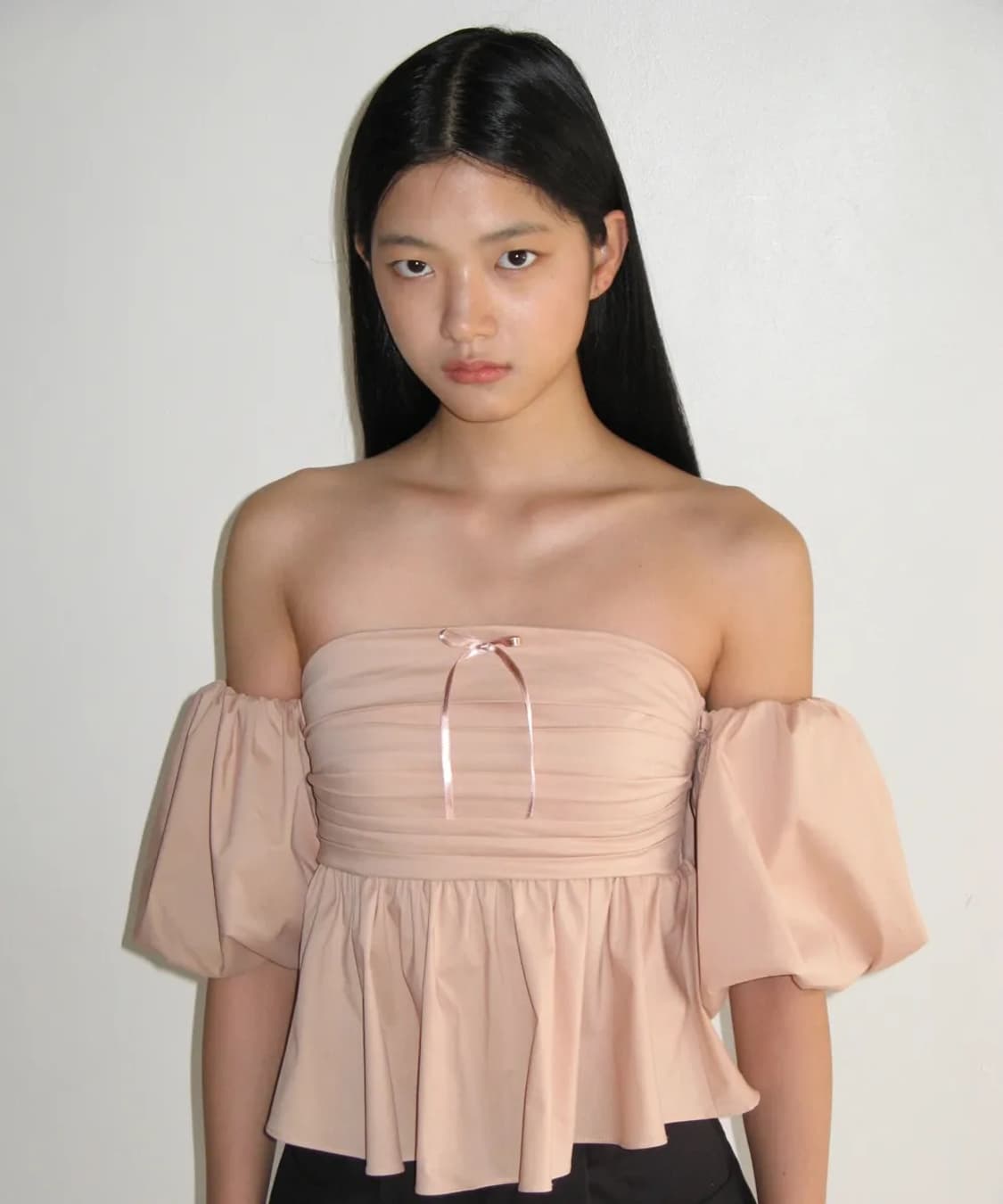시눈 투웨이 볼륨 블라우스 애프리콧 상품이미지1