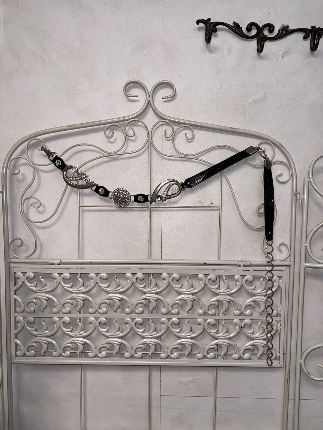 Black flower ribbon cubic chain belt 상품이미지2