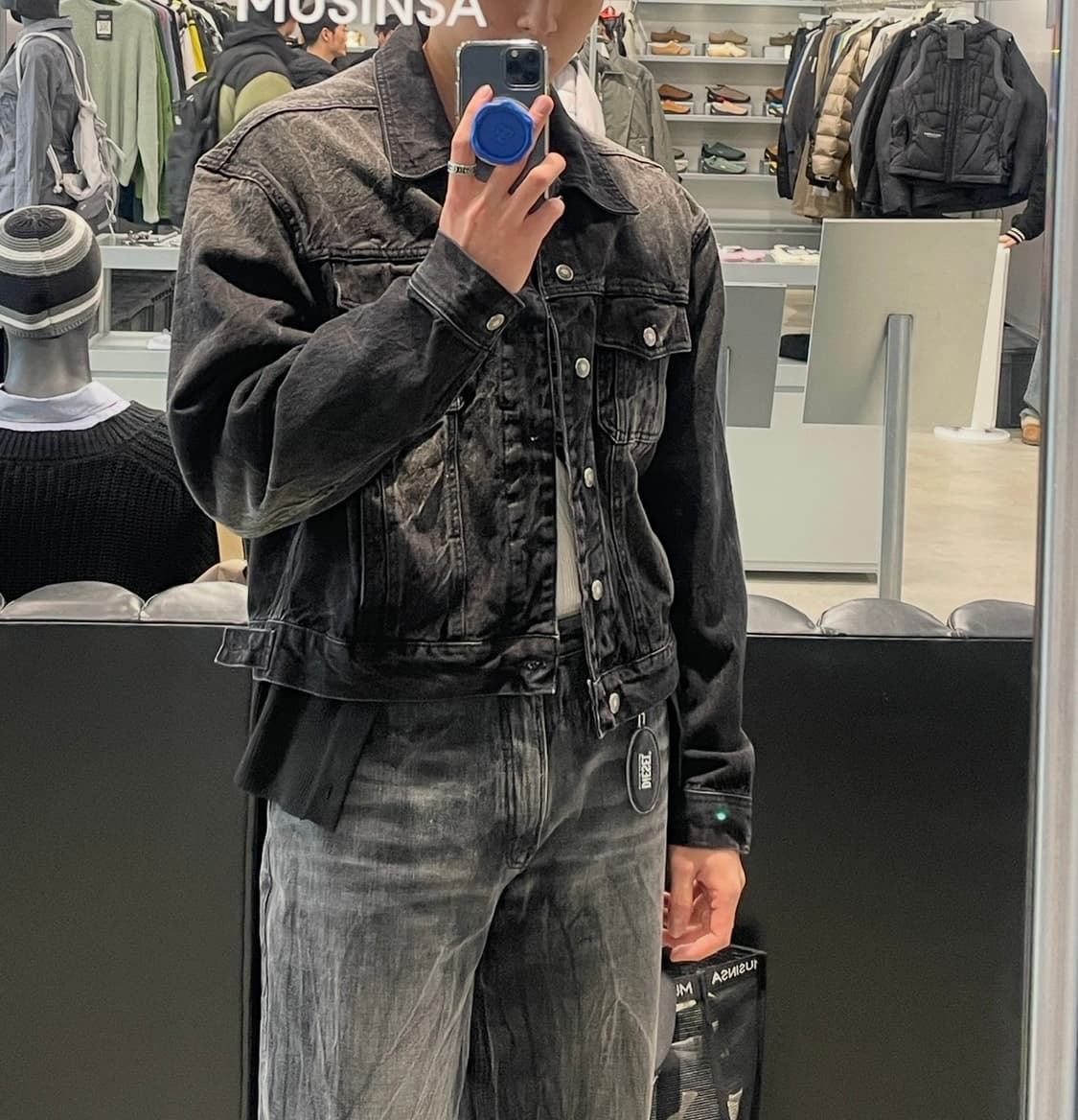 LMOOD 모노 트러커 자켓 크랙 블랙 [48] 상품이미지5