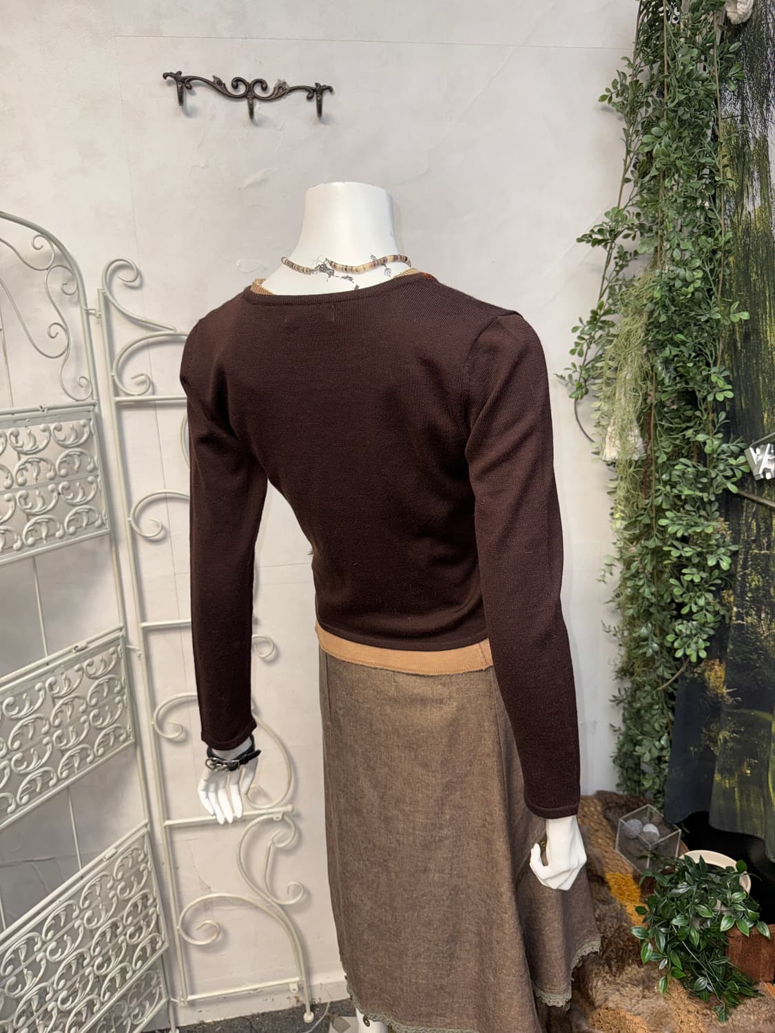 Brown rabbit fur trimming wool cardigan 상품이미지7