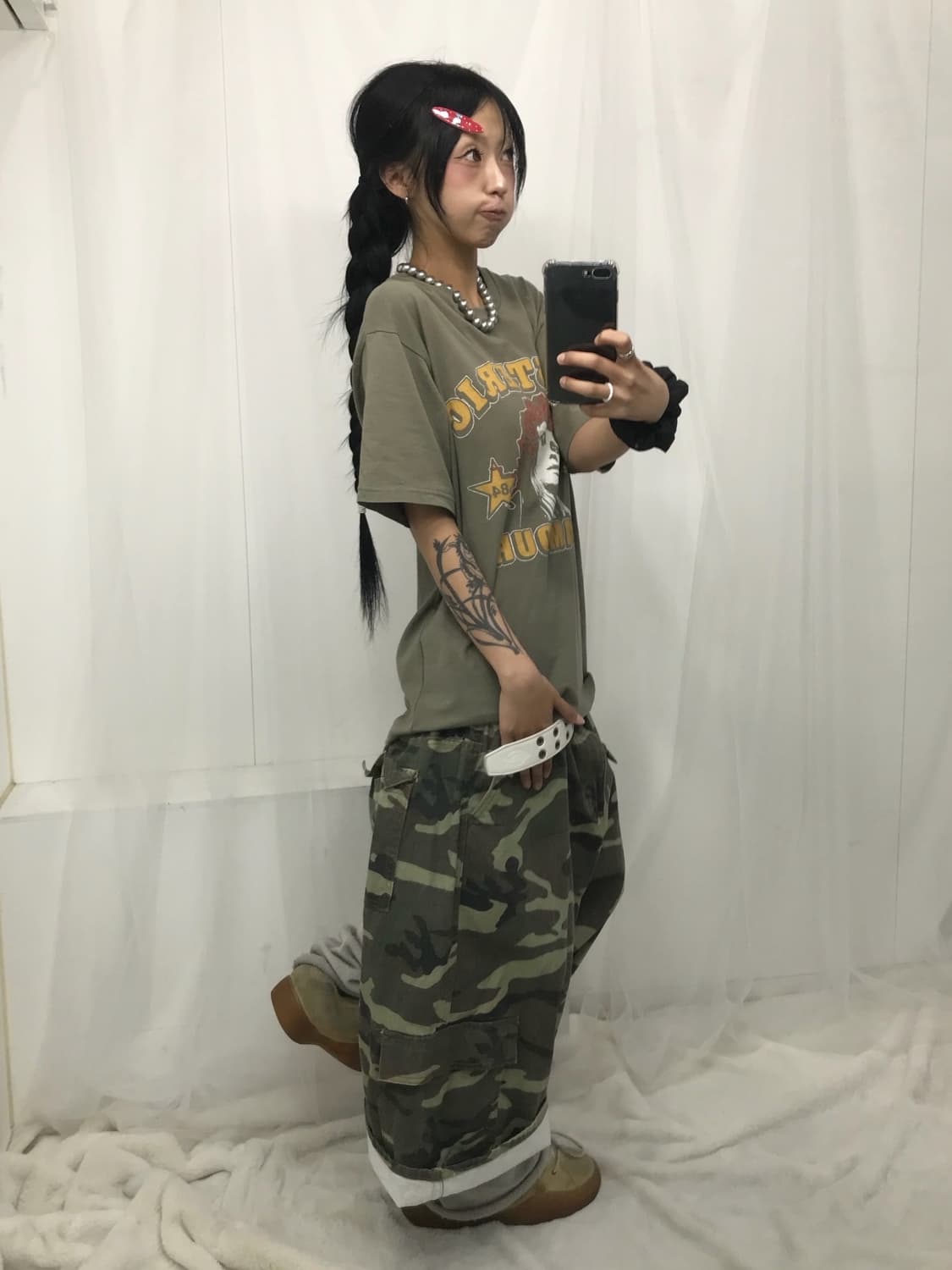< Hysteric Glamour His Girl Khaki T-shir 상품이미지6