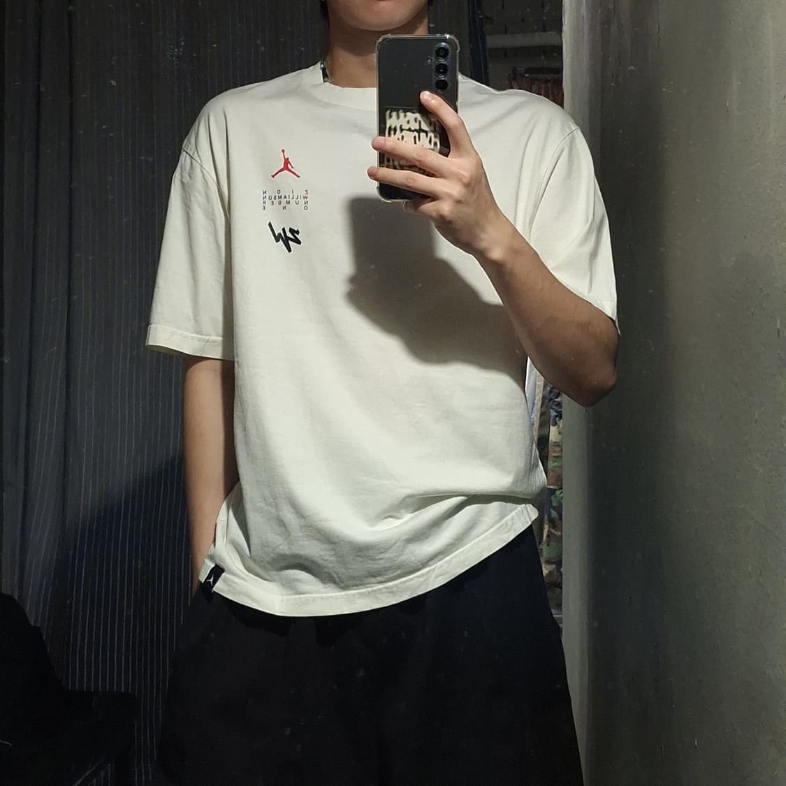나이키 에어조던 X 자이언 화이트 시즈널 올드스쿨 스트릿 반팔 티셔츠 L 상품이미지3