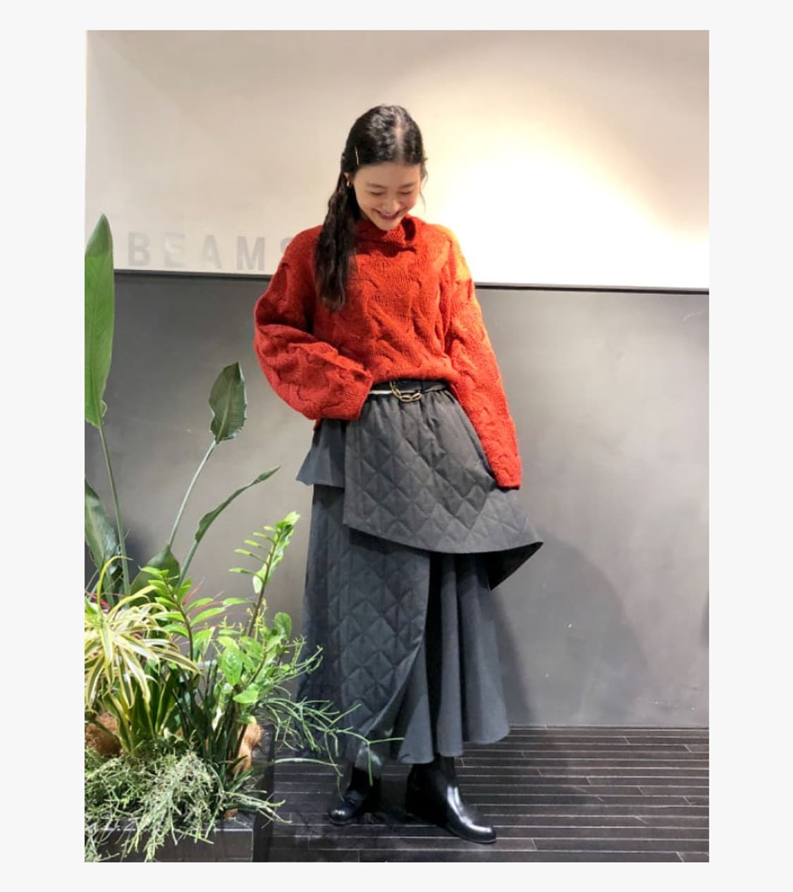 RAY BEAMS - QUILTED LAYERED SKIRT 상품이미지2