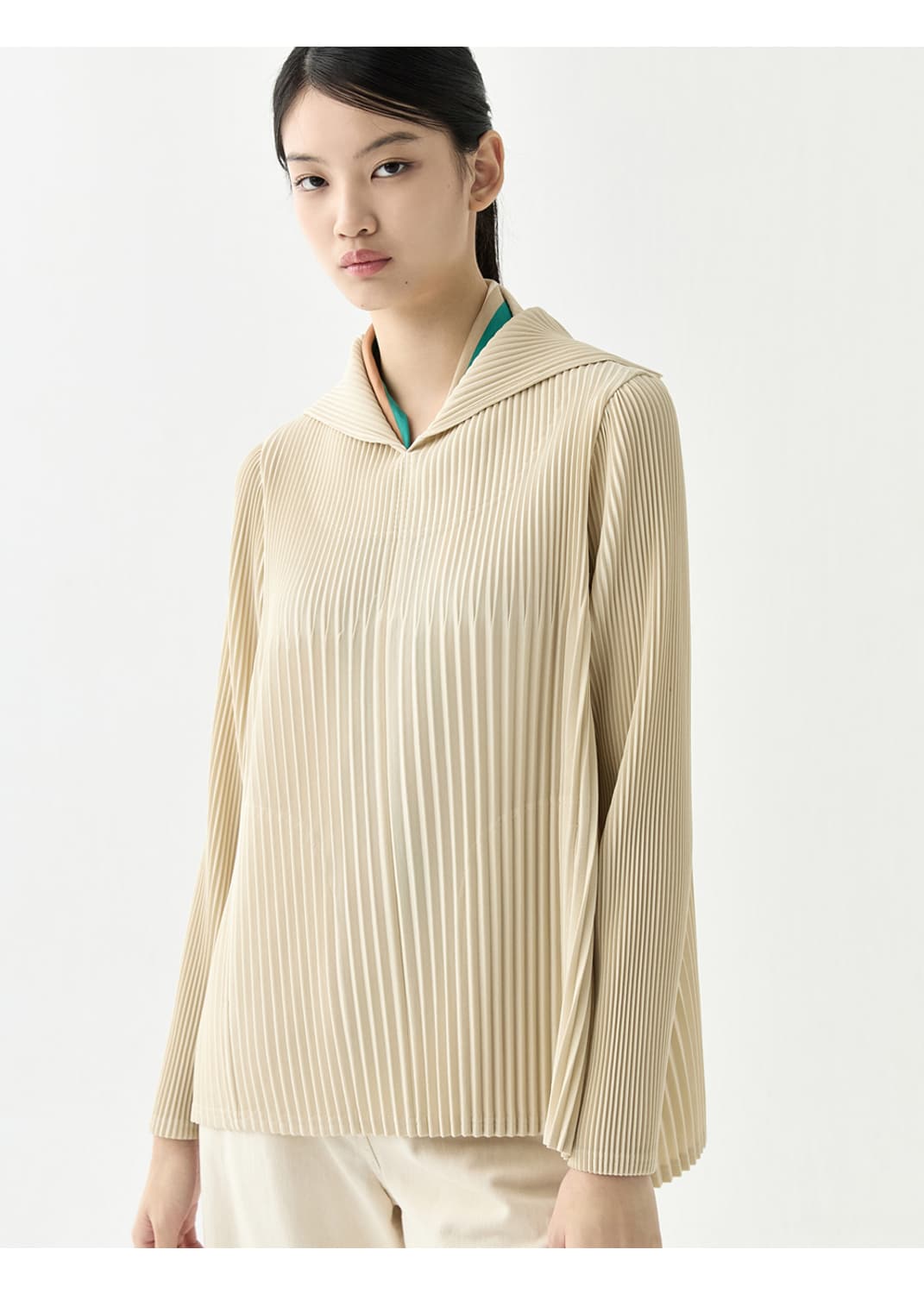 플리츠미 라플리(LAPLI)24년 헤리티지 플리츠 카라 풀오버 상품이미지1