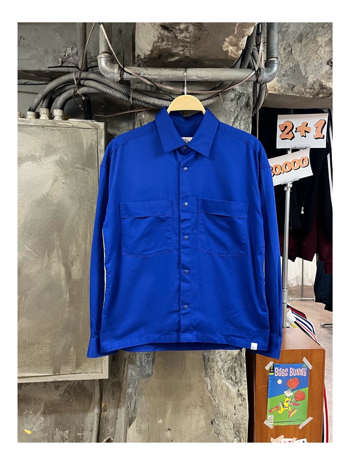 라이풀 스냅 오버 버튼 셔츠 블루 S #csz3664 상품이미지1