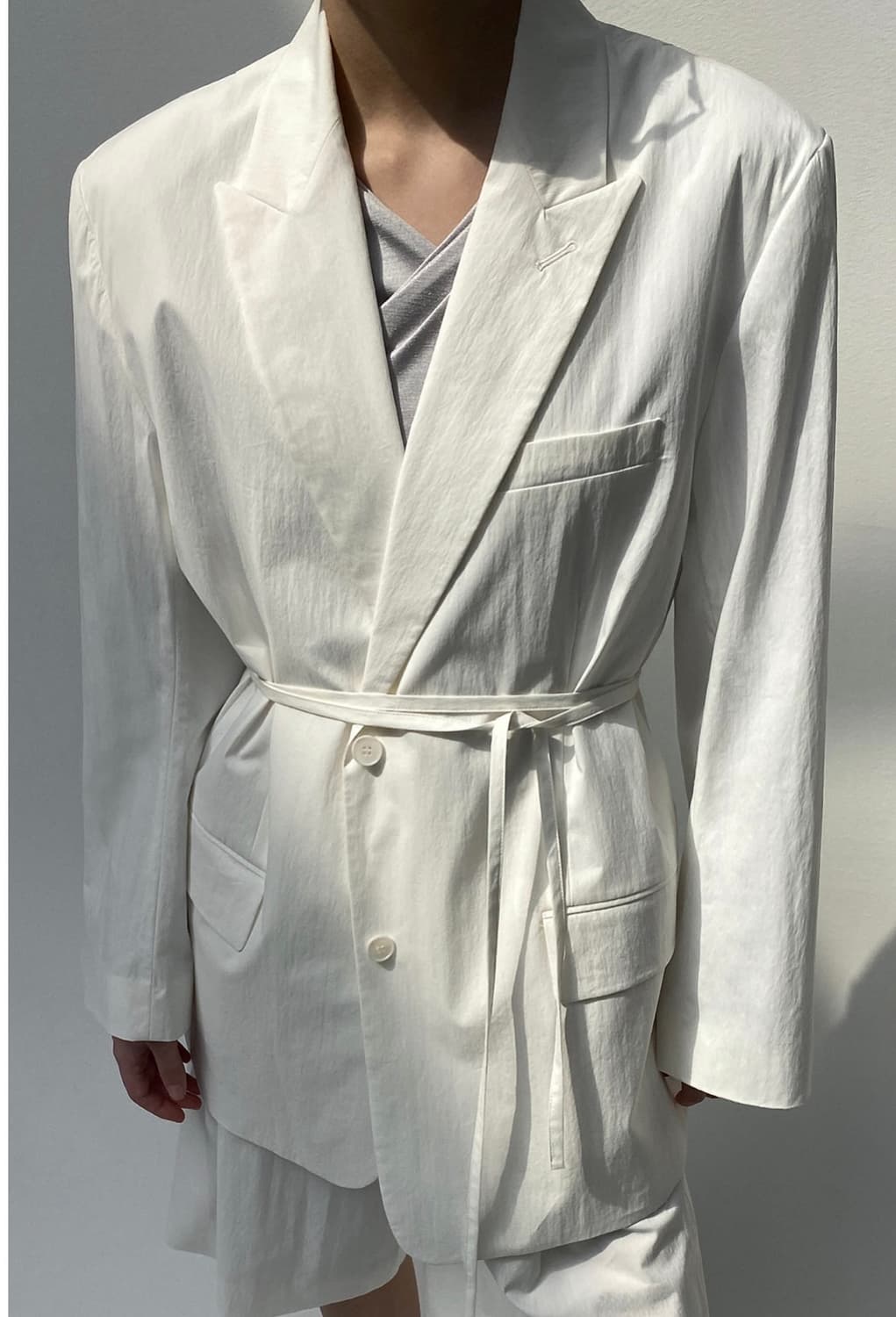 새상품) 드래곤블루스 드라이 터치 박시 싱글 스트랩 자켓 M 아이보리 상품이미지2