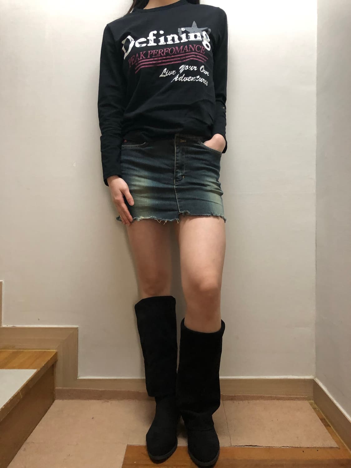 빈티지 블랙 와투케 프린팅 롱 슬리브 상품이미지4