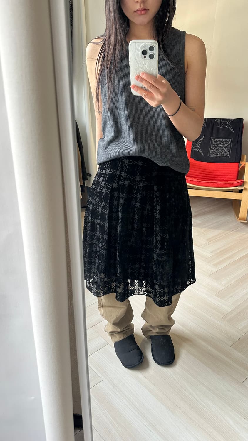 [MODIFY] velvet check skirt 상품이미지1